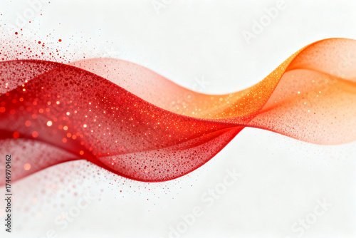 Abstract red and orange wave with sparkles
