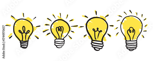 Vector lamp set with hand drawn style packed with 4 easy to edit options for illustration. vector eps