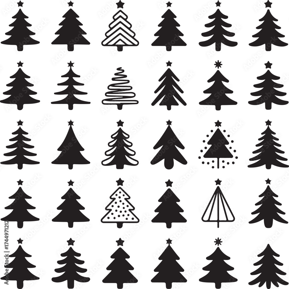 Obraz premium Christmas tree icon set