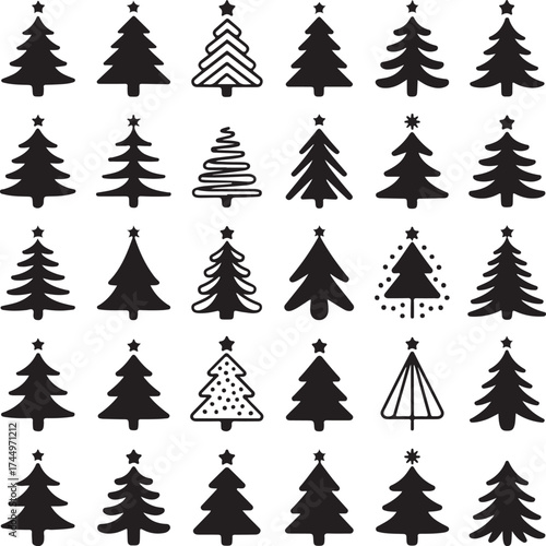 Christmas tree icon set