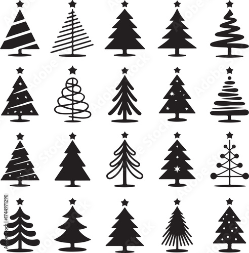 Christmas tree icon set
