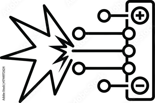 Electrical fault icon circuit overload short circuit symbol risk