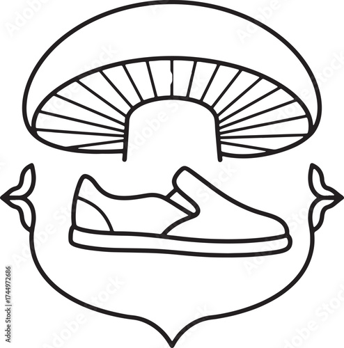 Mushroom Leather Shoe Illustration – Eco Sustainable Footwear Line Art