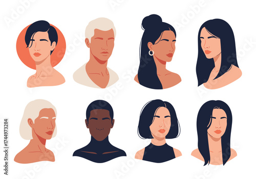 A collection of diverse illustrated portraits showcasing a variety of people and skin tones.