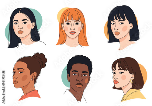 A collection of diverse faces showing different ethnicities and hairstyles.