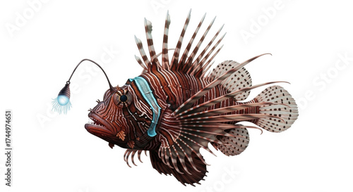 Fotografía Isolated Anglerfish with its lure and distinctive fins against a simple backgrou