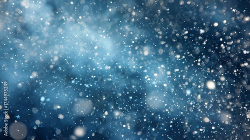 abstract blue background with bokeh and snow, winter, wallpaper