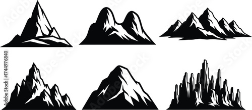 Mountain range vector illustration design element collection