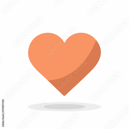 Orange heart vector icon expressing love affection and passion with simple modern style