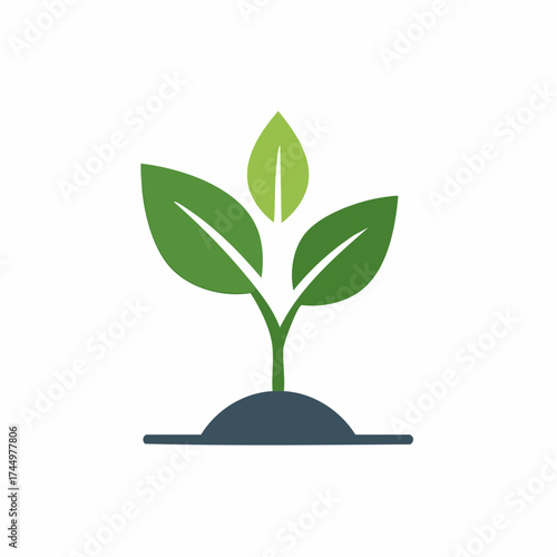 Green plant sprout icon emerging from fertile soil symbolizing growth new life and nature