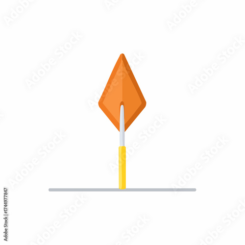 Orange Trowel with Yellow Handle Construction Tool Single Isolated on White
