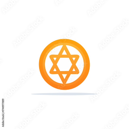 Orange Star of David Emblem in Circular Frame with Subtle Shadow