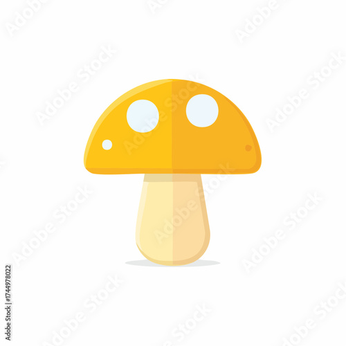 Bright yellow mushroom with white spots flat design vector illustration modern graphic element