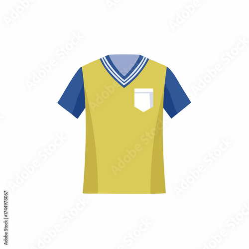 Yellow and Blue T-Shirt Illustration Isolated on White Background