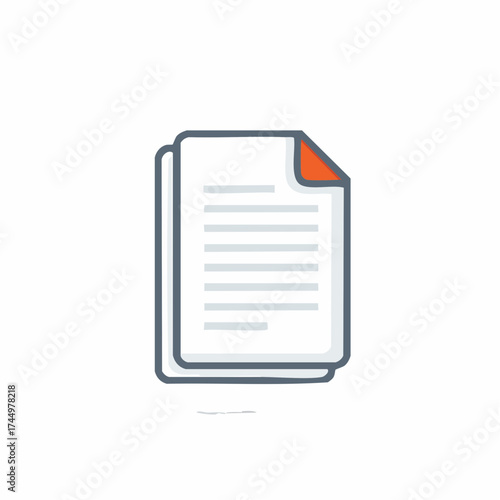 Vector document icon with stacked pages and folded corner for business or education