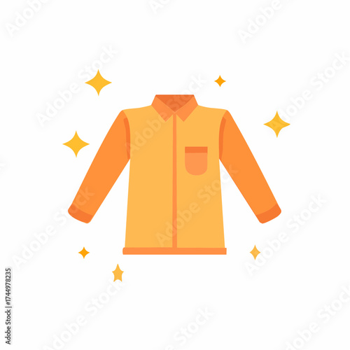 Sparkling Clean Orange Collared Shirt Icon Freshly Laundered Garment