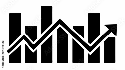 Dynamic business growth chart with upward trending arrow for finance and investment visuals, originally a scalable vector