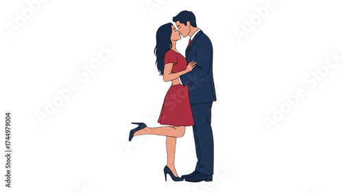 Romantic Couple Silhouette Vector Illustration – Love, Relationship, and Affection Concept