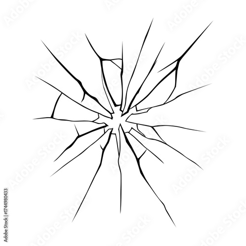 Glass crack broken texture window. Ice glass cracked effect background bullet mirror transparent isolated illustration