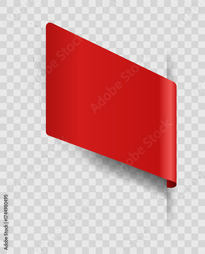 Corner or ribbons icon. Product red banner, price shopping tag. Promotion sale badge, special offer sticker. Discount and price offer concept. Vector sticker blank template
