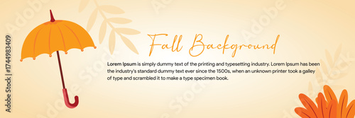 Beautiful autumn umbrella, complete with a blank area for text. The clean background captures the essence of autumn in nature.