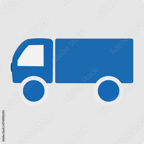 Minimalist Blue Cargo Truck — Simple Vector Delivery Illustration