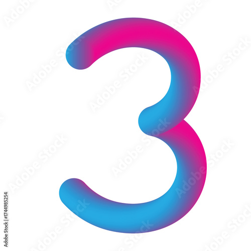 Bold and clean numeral three graphic with vibrant color options