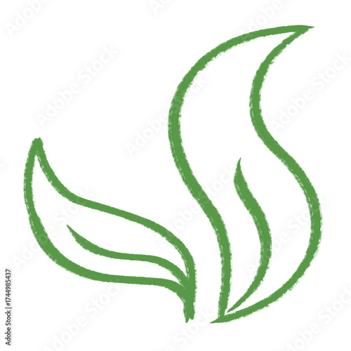 Sketchy, Vector illustration of plant leaves, two green brushstroke leaves 