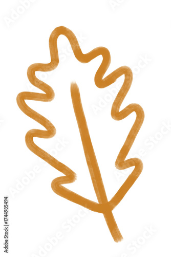 Orange oak leaf design on transparent png background, sketchy oak leaf desing for fall / autumn 