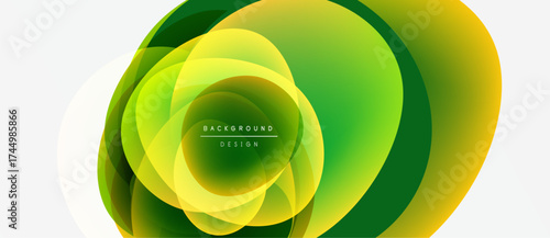 Abstract design features layered, flowing shapes. Yellows, greens create dynamic visual effect. Modern background element for projects.