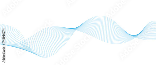 Abstract white and blue wave dynamic curve lines on white background. Energy technology concept modern backdrop design for business, presentation, banner.