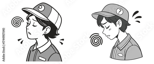 Minimal Vector Illustration of Confused Worker – Discomfort and Uncertainty Icon