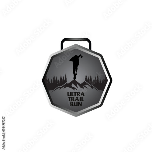 mountain marathon trail run medal design,trail run logo design