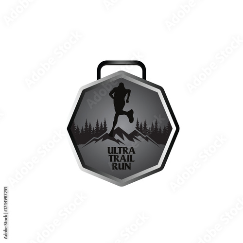 mountain marathon trail run medal design,trail run logo design