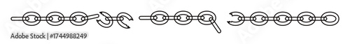 line art of a broken chain. concept of freedom