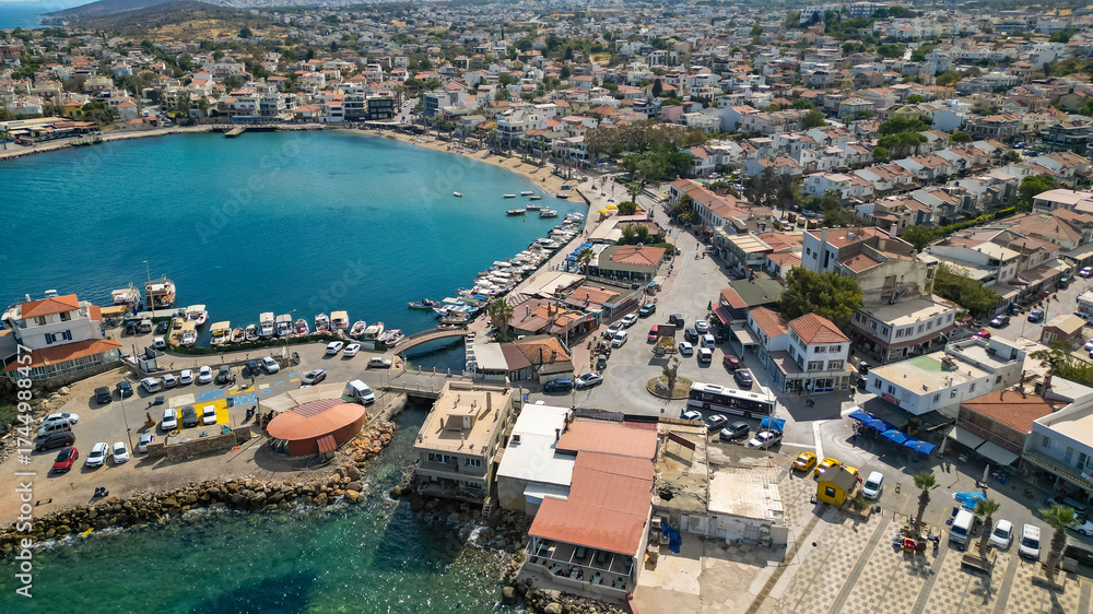 Obraz premium Aerial View of Mordoğan and Karaburun Coastline, İzmir, Turkey