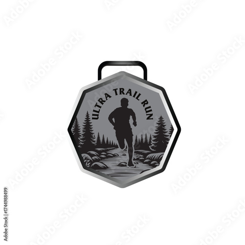 mountain marathon trail run medal design,trail run logo design
