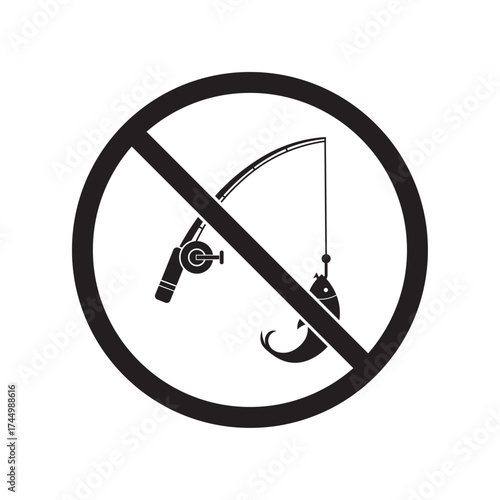 flat icon vector of fishing ban
