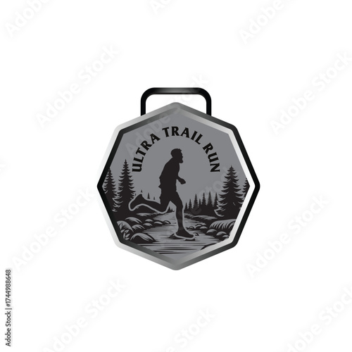 mountain marathon trail run medal design,trail run logo design