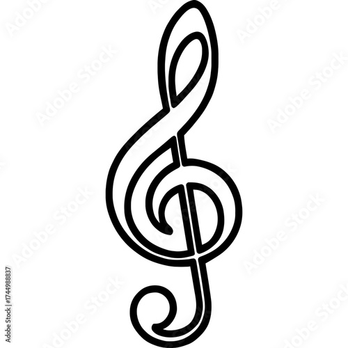 Treble clef outline icon vector