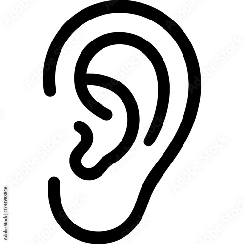 Human ear outline icon vector