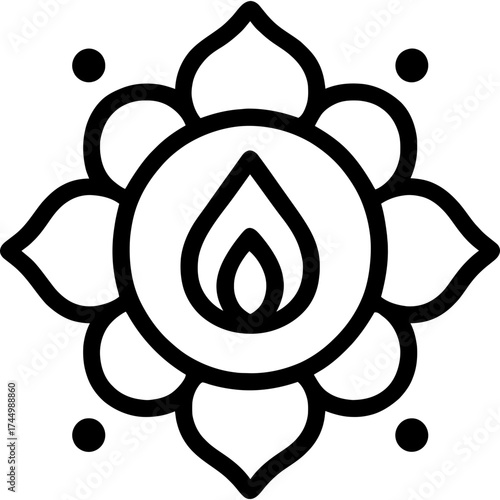 Minimalistic rangoli icon on white background