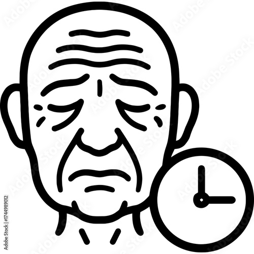 Aging wrinkles outline icon vector