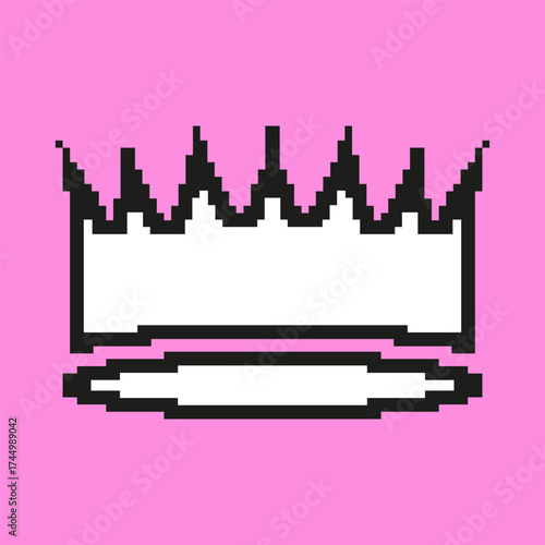 Crown Pixel Art Icon. Royalty, Leadership, And Celebration Symbol. Regal Decoration And Honor Representation. Isolated Vector Illustration