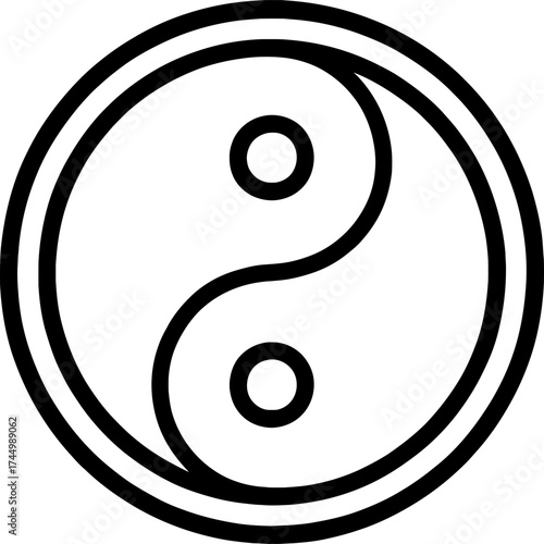 Yin yang symbol outline icon vector
