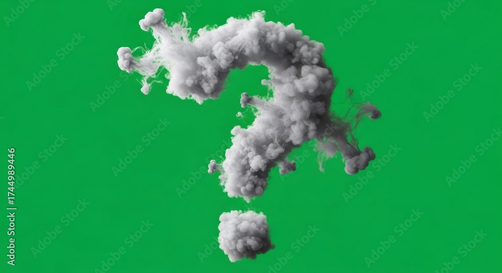 Fototapeta premium Smoke forming a question mark. Puzzling query or mystery concept. Visual element for video effect. Chromakey isolated.