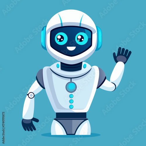 Futuristic humanoid robot character vector illustration friendly ai machine sci-fi concept vector, illustration, scalable, eps, icon, robot, futuristic, humanoid, ai, artificial, intelligence