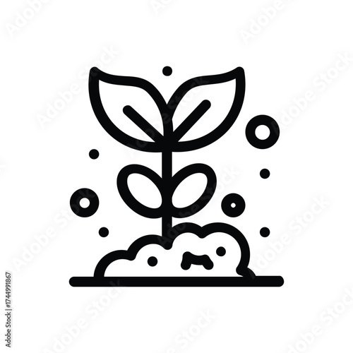 A blackandwhite icon shows a small plant in soil
