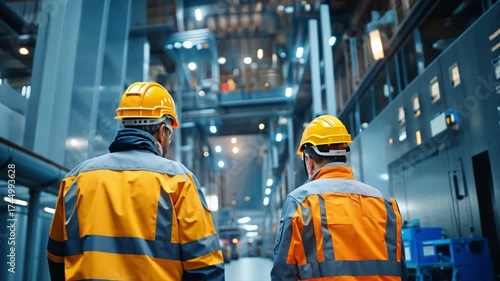 Process Safety, chemical plant with workers conducting safety inspections near glowing control panels, strict monitoring environ.