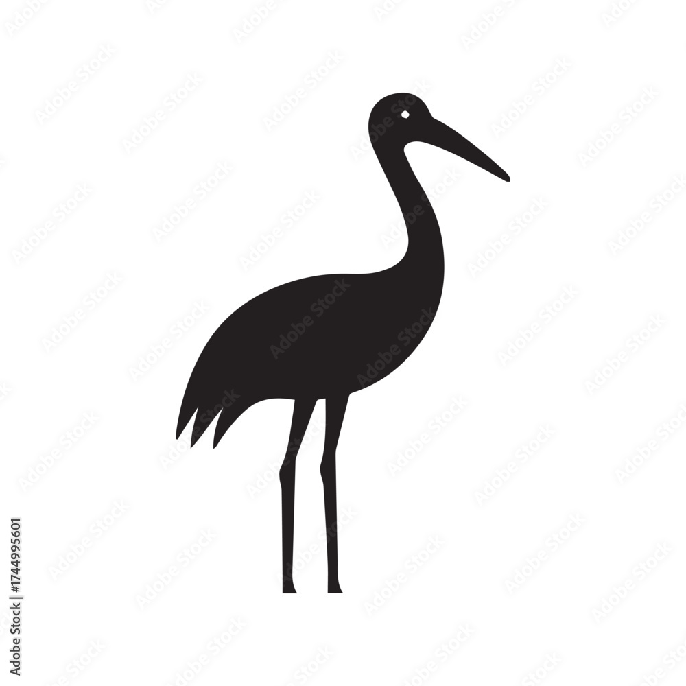 Obraz premium Clean Vector Stork Icon with Structured Angular Composition